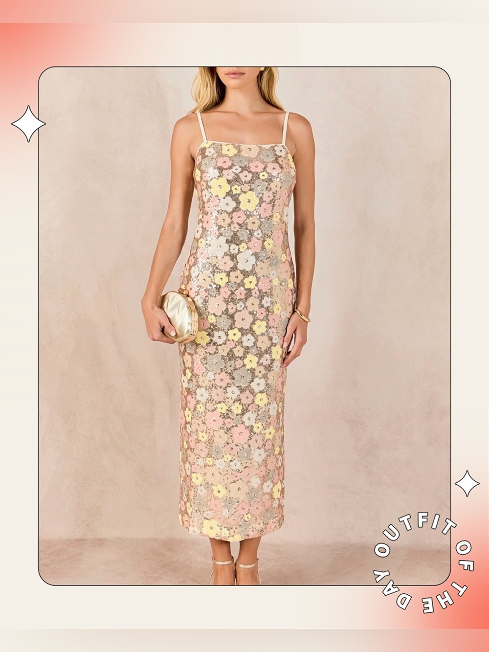 Endless Rose Sequined Floral Back Slit Midi Dress Rose Gold XS Glam Mermaidcore